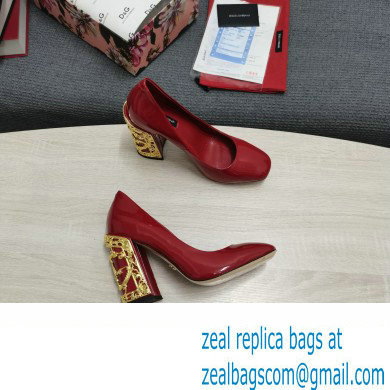 Dolce  &  Gabbana Logo Heel 10.5cm Patent leather Pumps Red 2022